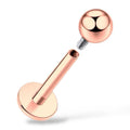 Tytanowy labret różowe złoto z gwintem wewnętrznym