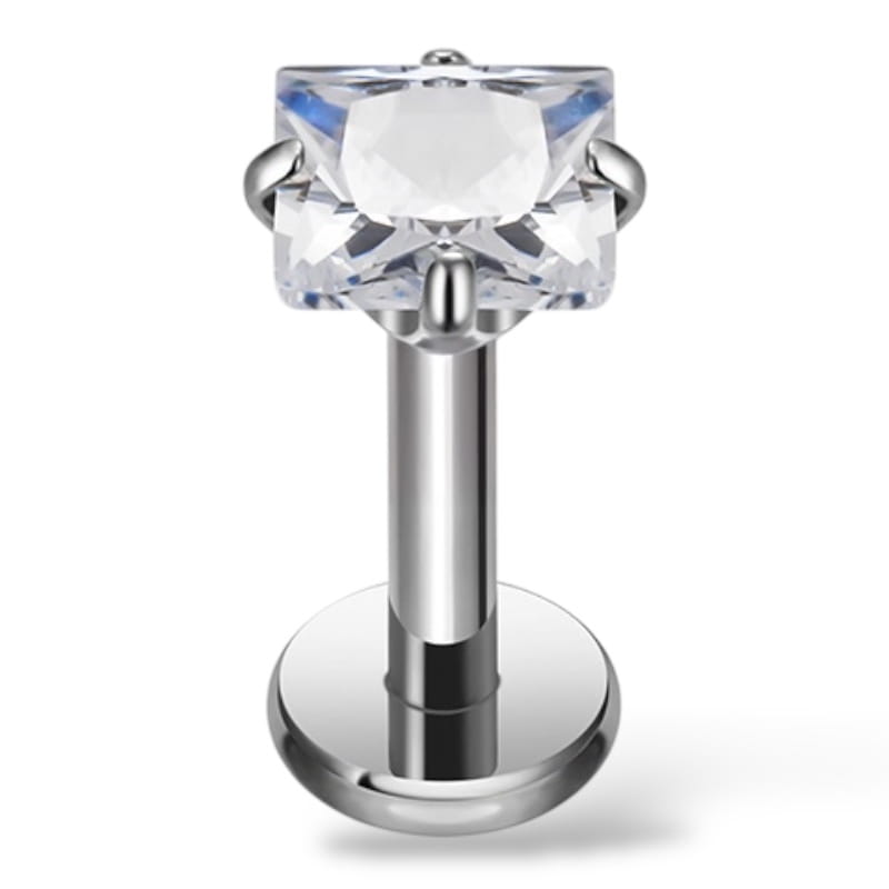 Tytanowy Labret z kwadratową cyrkonią