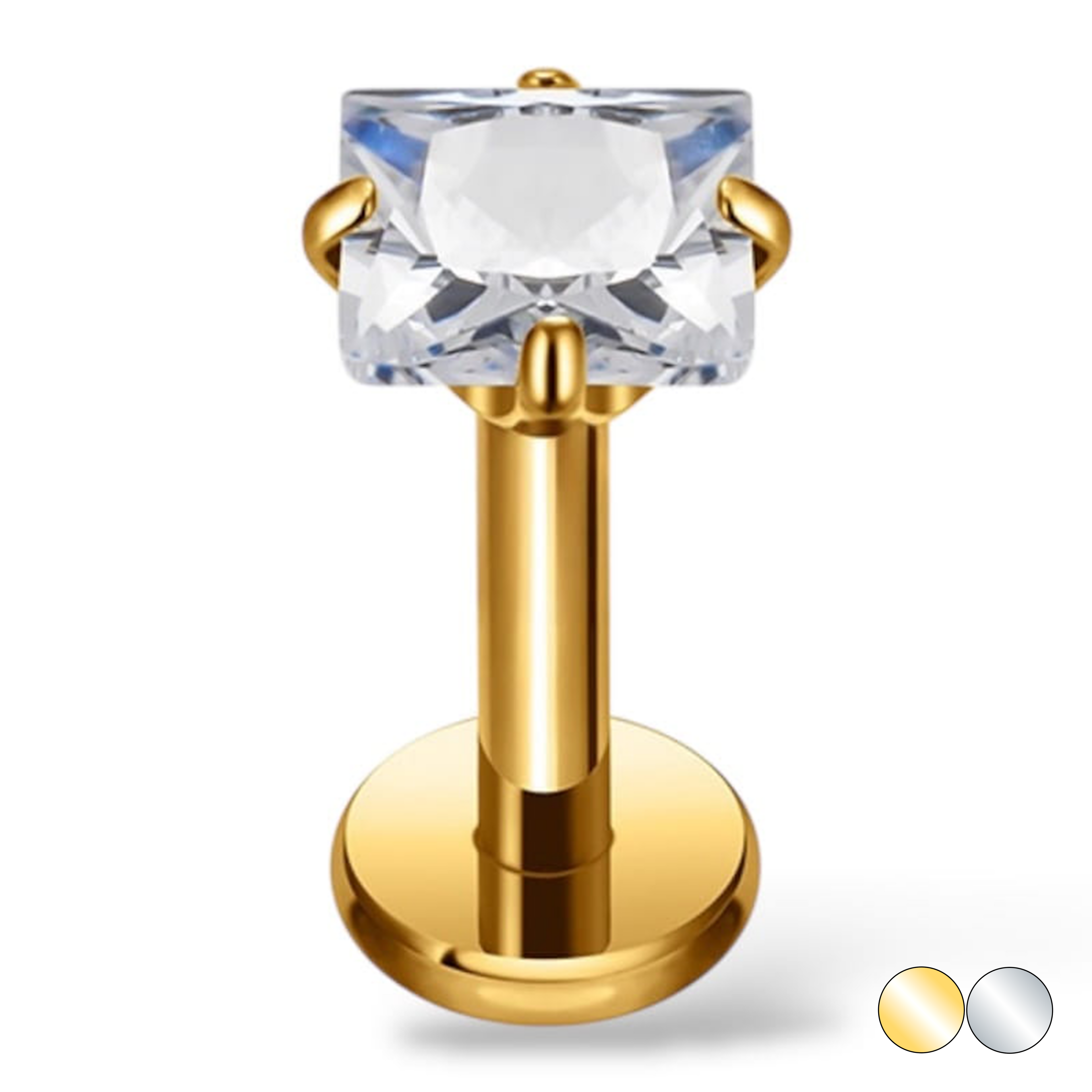 Tytanowy Labret z kwadratową cyrkonią