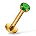 Tytanowy, złoty Labret z cyrkonią.