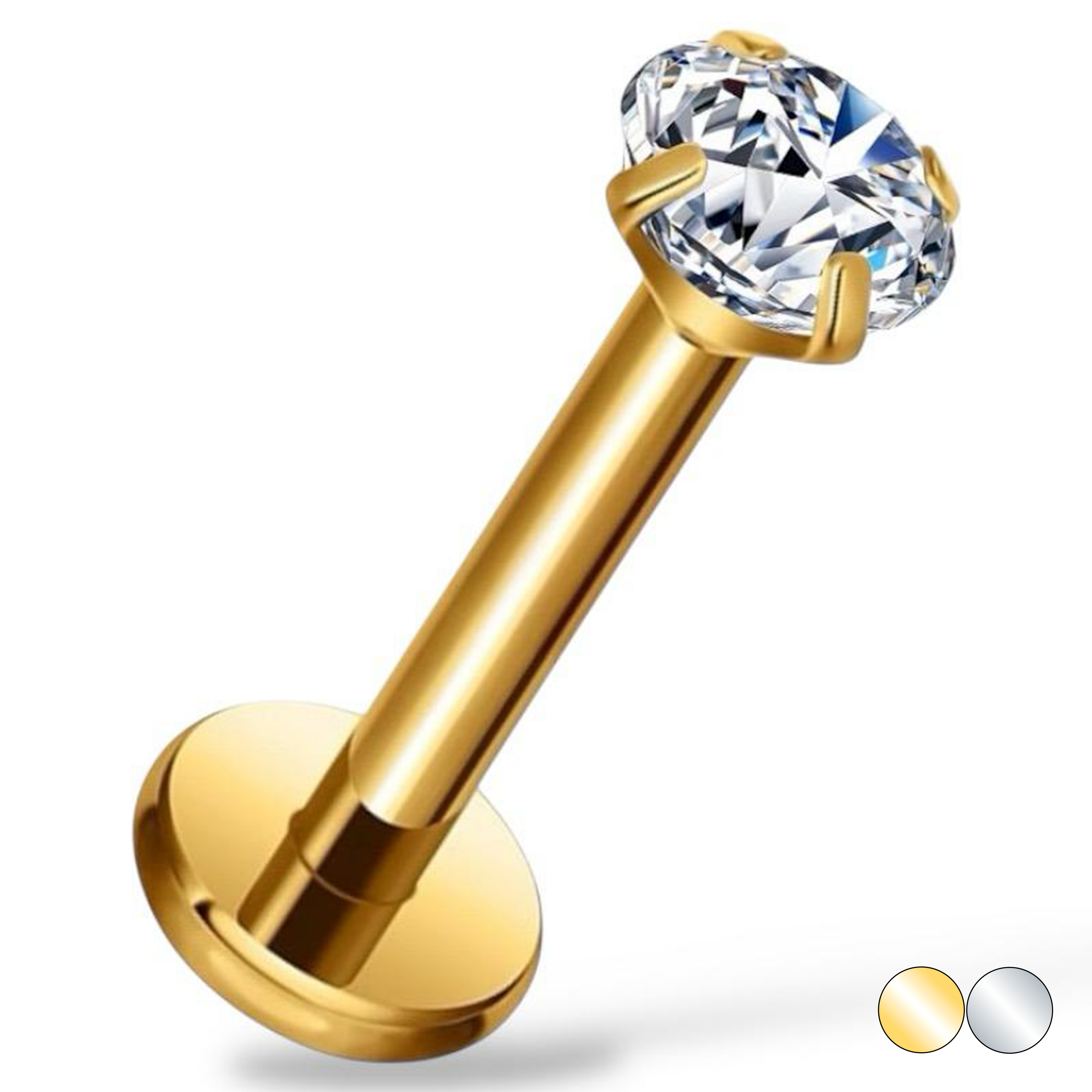 Tytanowy labret z kamieniem moissanite