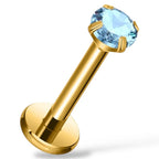 Tytanowy, złoty Labret z cyrkonią.